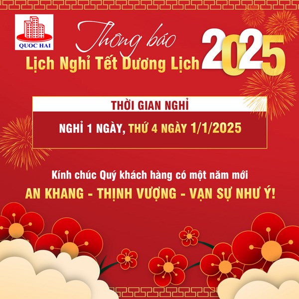 THÔNG BÁO LỊCH NGHỈ TẾT DƯƠNG LỊCH 01-01-2025