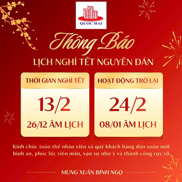 THÔNG BÁO LỊCH NGHỈ TẾT NGUYÊN ĐÁN 2026