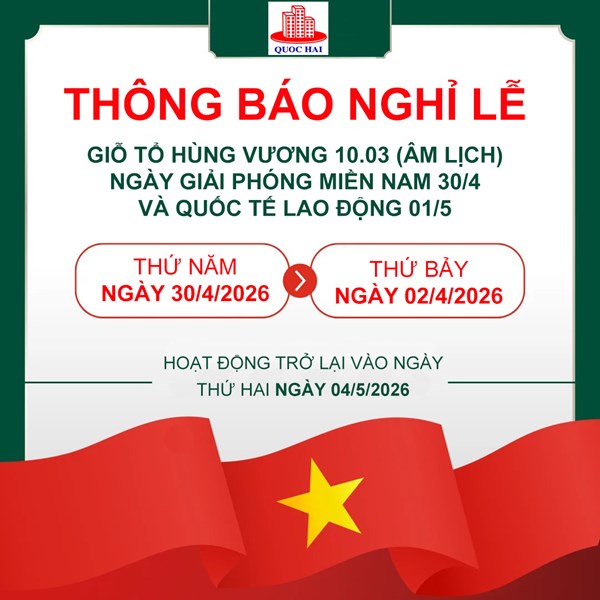 THÔNG BÁO LỊCH NGHỈ TRONG THÁNG 04/2026